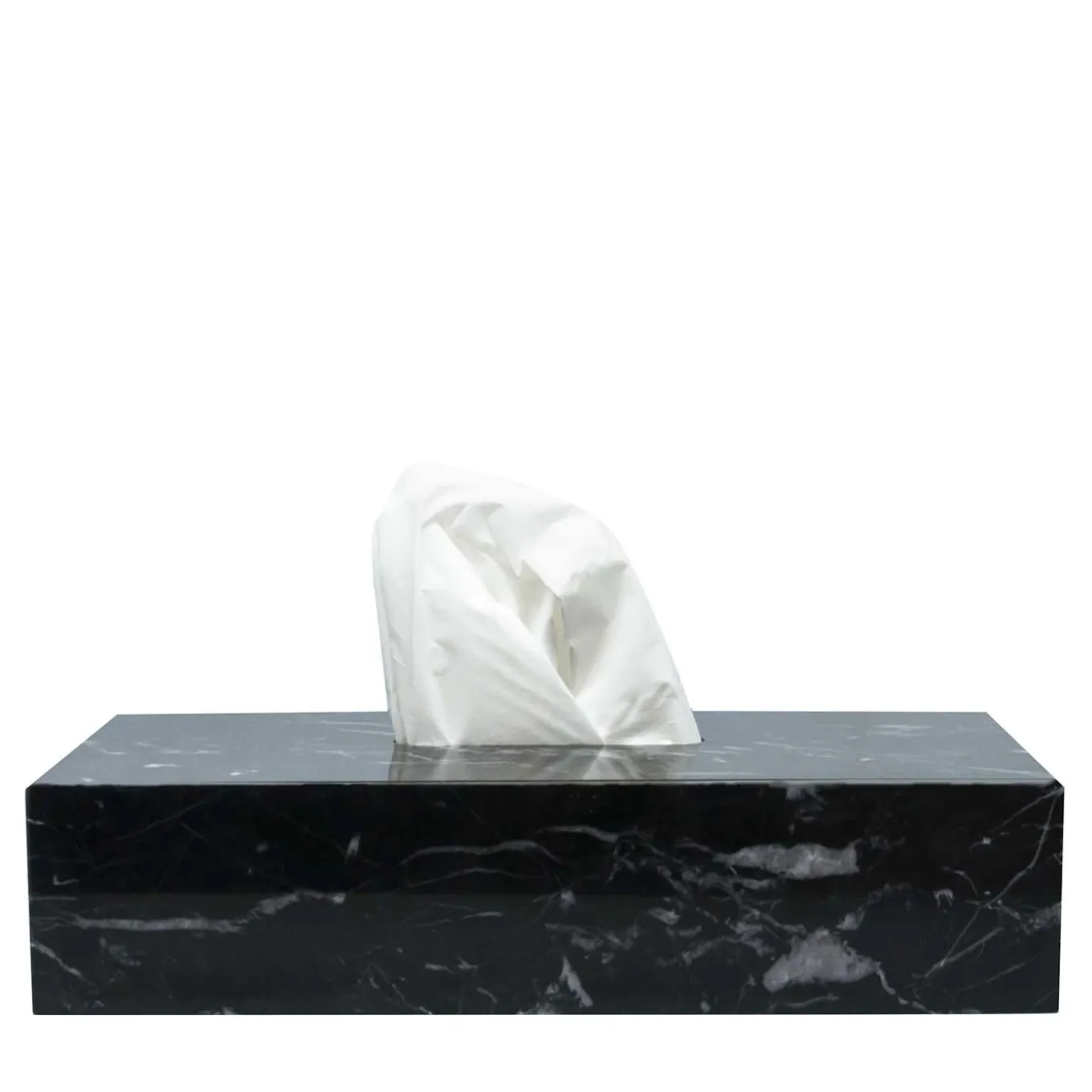 Scatola per tessuti in marmo nero
