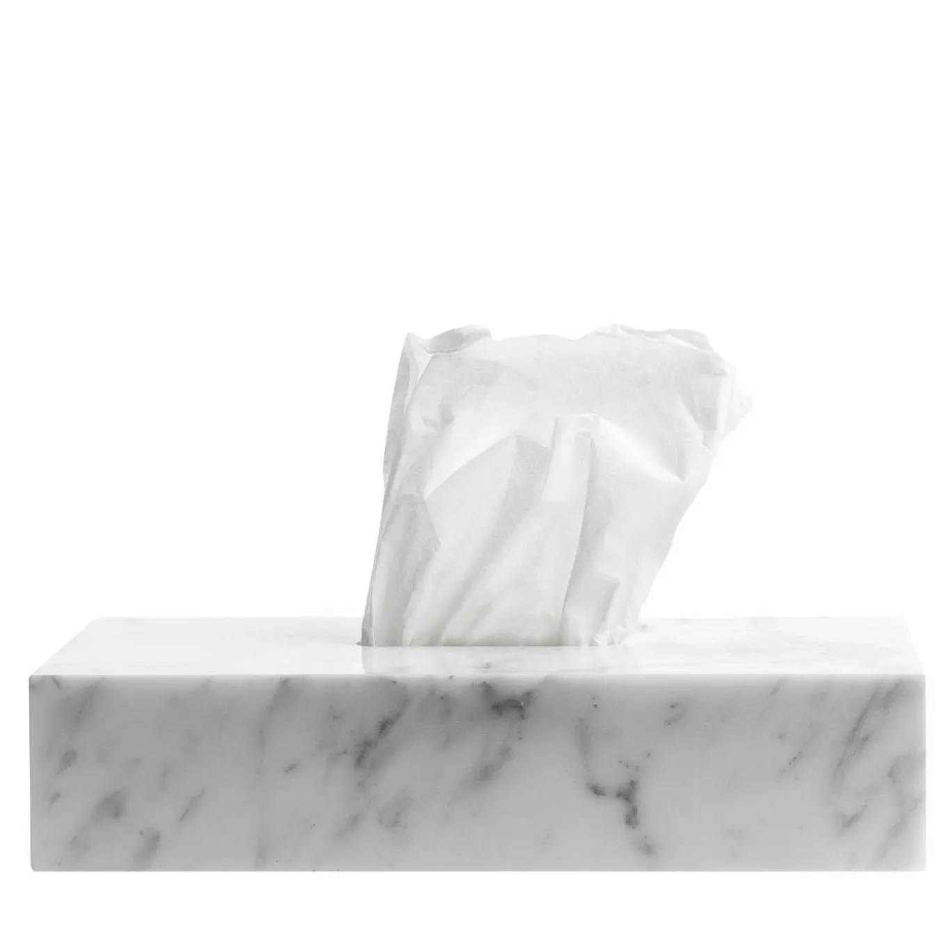Scatola per tessuti in marmo bianco