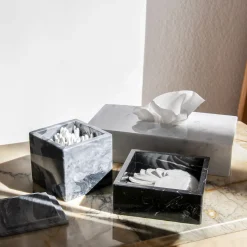 Scatola per tessuti in marmo bianco