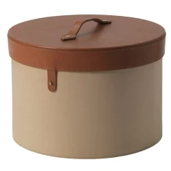 Scatola Ronda in Pelle Beige