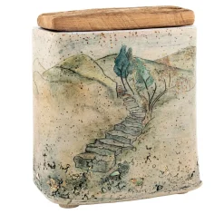 Scatola Staircase To The Hills in Gres Policromo con Coperchio in Legno