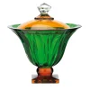 Scatola verde e ambra fuoco con coperchio