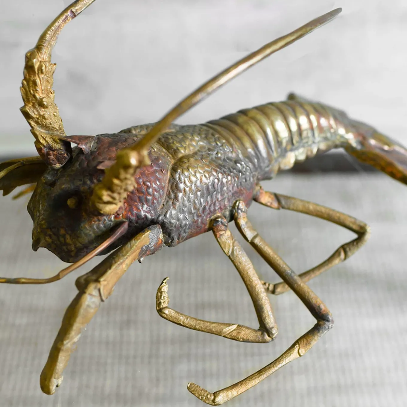 Scultura Aragosta in Ottone