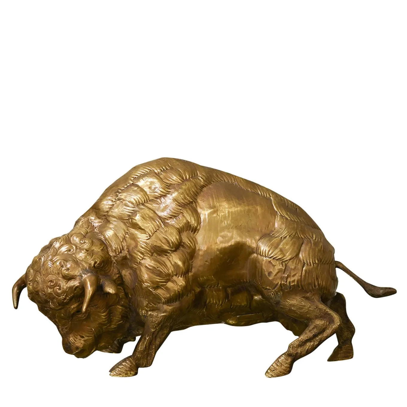 Scultura Bisonte Grande in Ottone