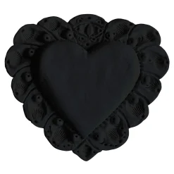 Scultura Da Parete Milagros Cuore Sacro In Gesso Nero