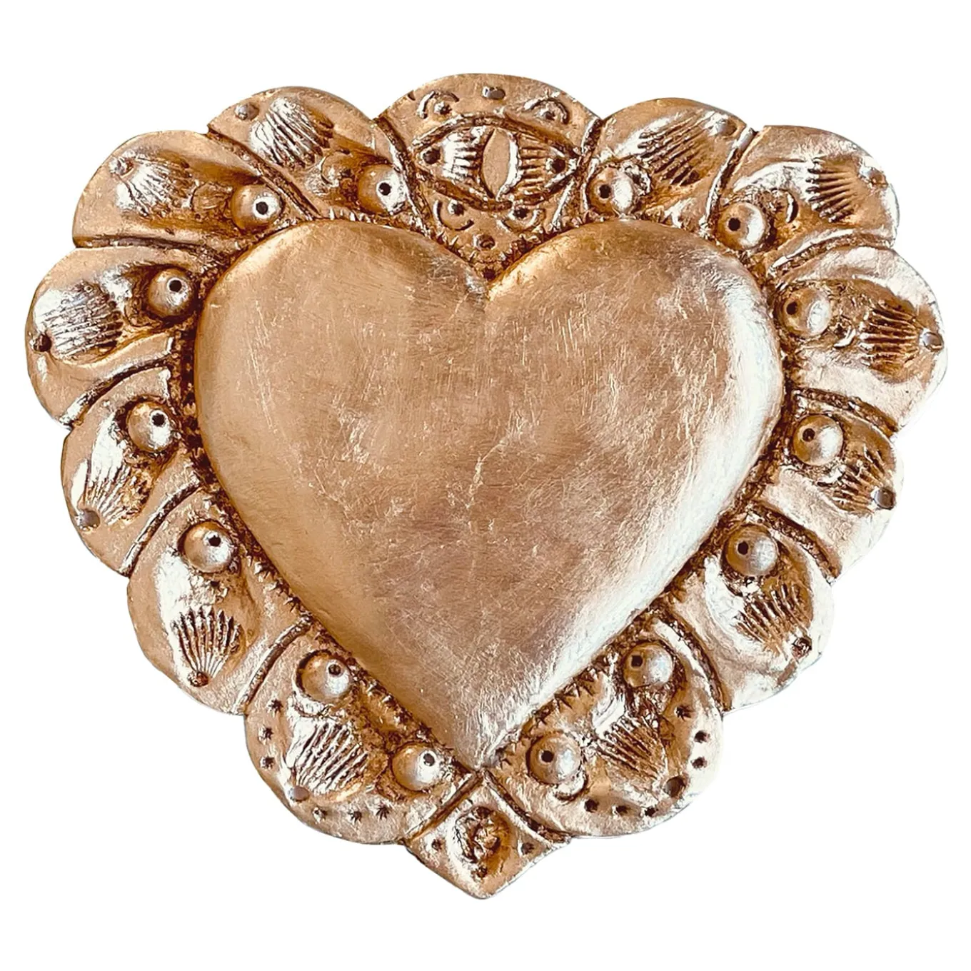 Scultura Da Parete Milagros Cuore Sacro In Gesso Oro