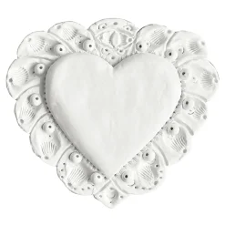 Scultura Da Parete Milagros Cuore Sacro In Gesso Bianco