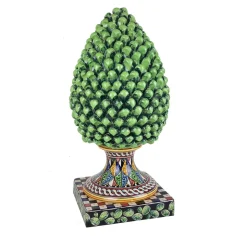 Scultura di pigna verde siciliana di grandi dimensioni