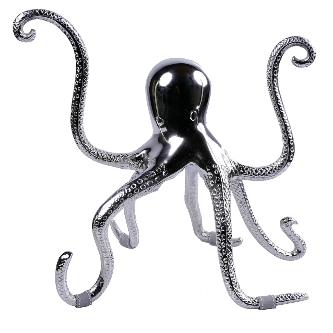 Scultura di polpo con inserti in ecopelle grigia