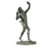 Scultura Fauno danzante in bronzo patinato verde