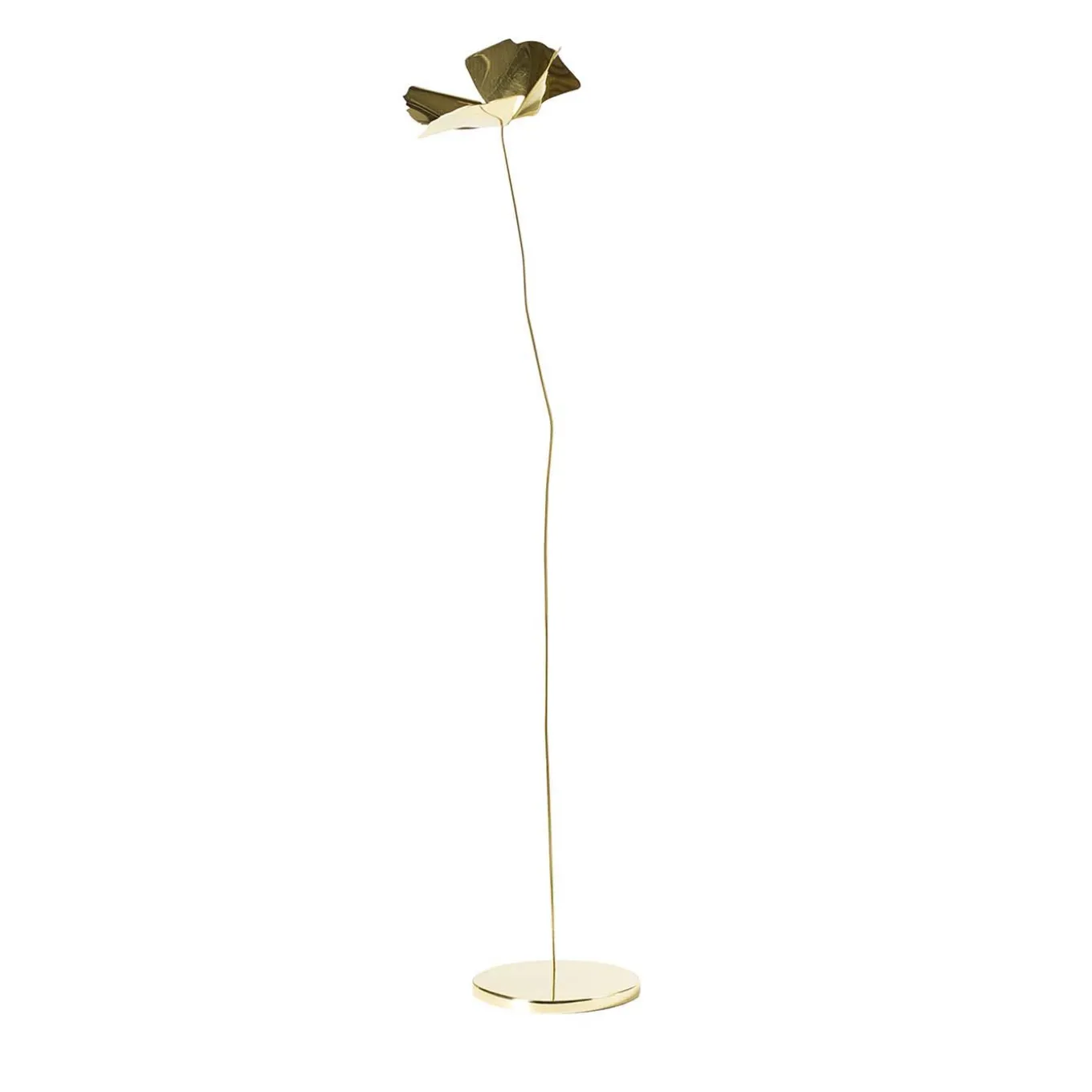 Scultura floreale alta in ottone Papavero