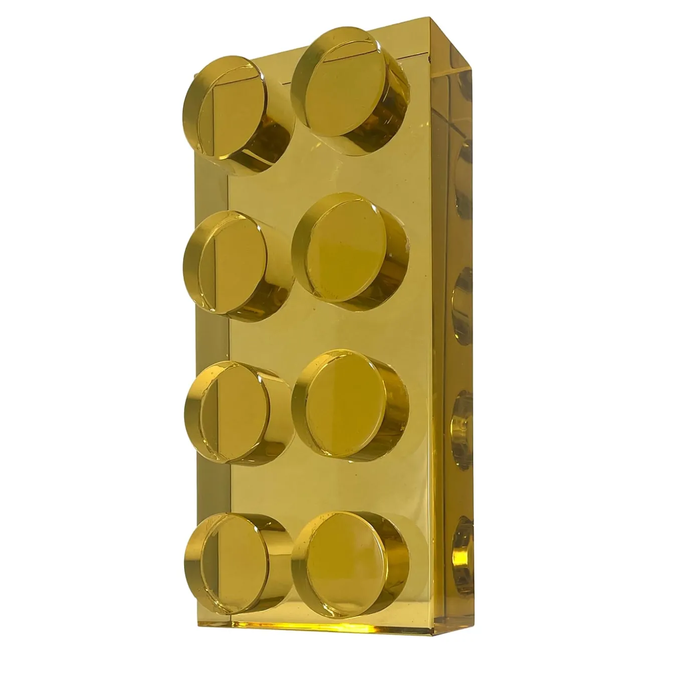 Scultura in cristallo giallo Brick realizzata a mano