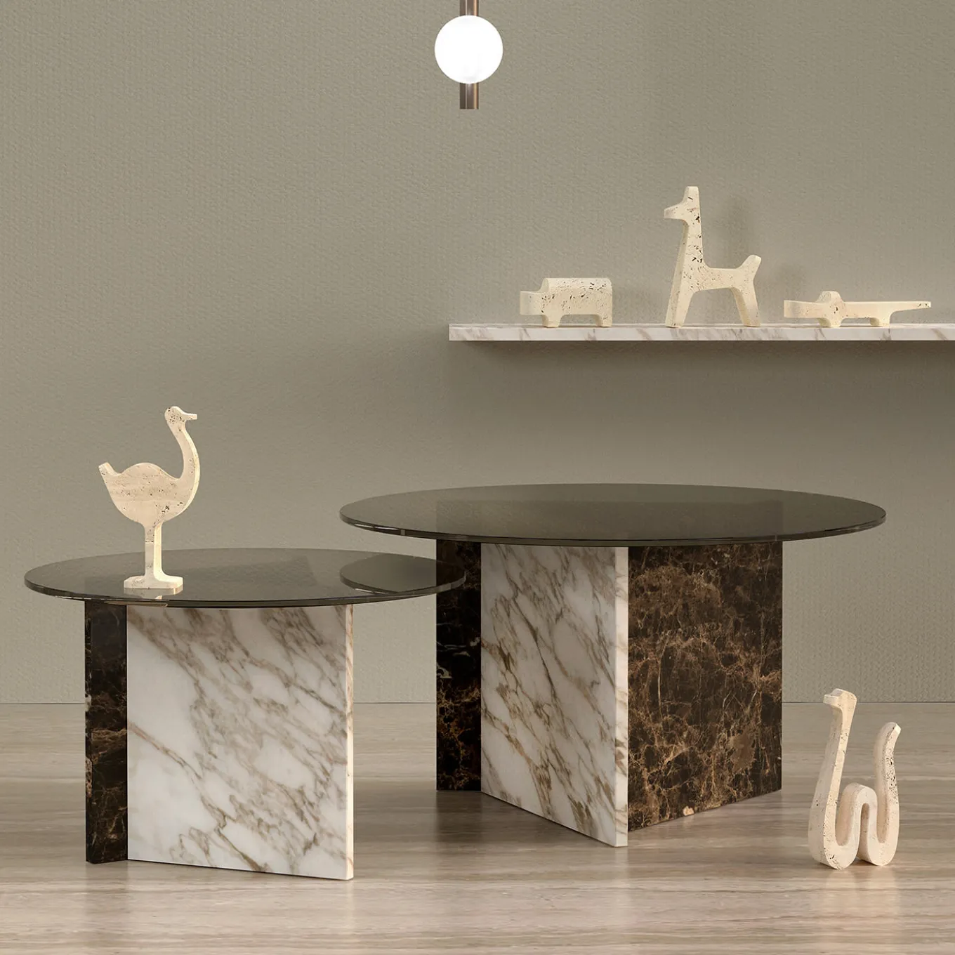 Scultura in Marmo Beige Safari Ippopotamo di Matteo Ragni