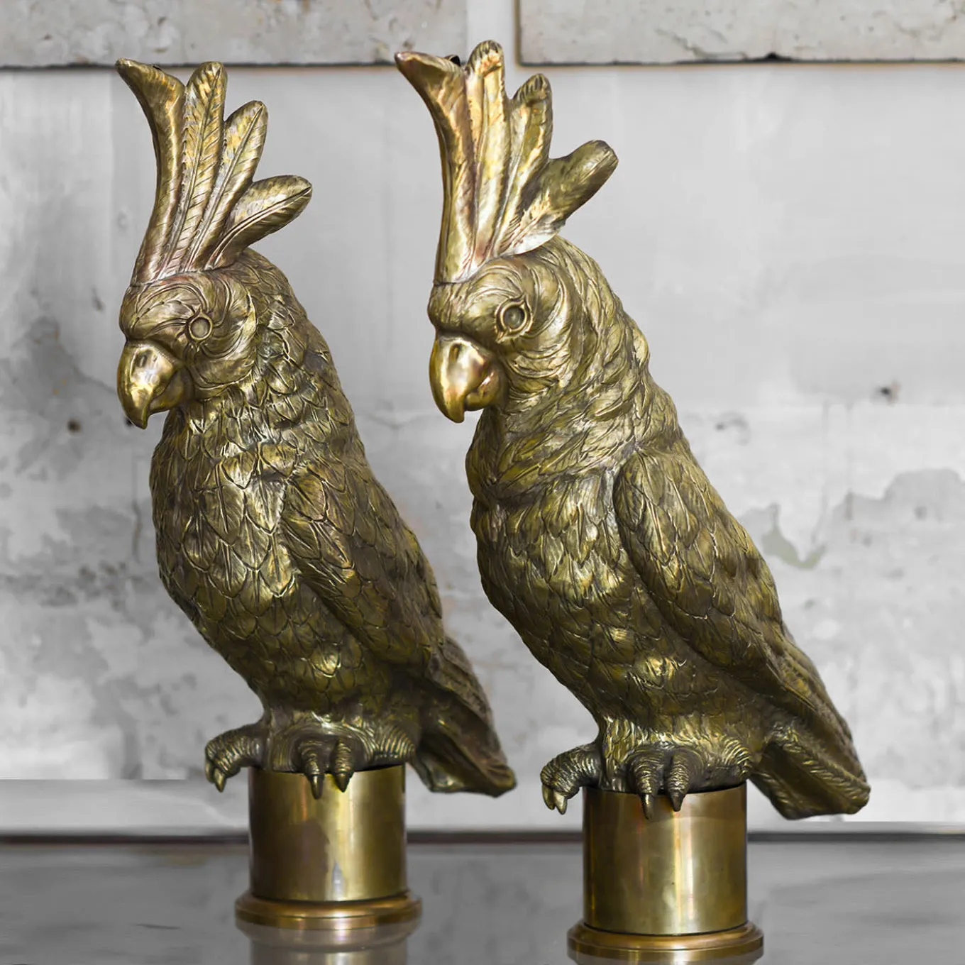 Scultura in Ottone a Forma di Pappagallo