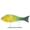 Scultura in velluto di un piccolo pesce verde gioioso