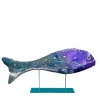 Scultura In Velluto Joyful Fish Verde E Viola