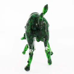 Scultura in vetro di Murano con toro verde
