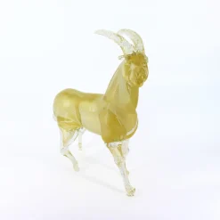 Scultura in vetro di Murano con stambecco dorato