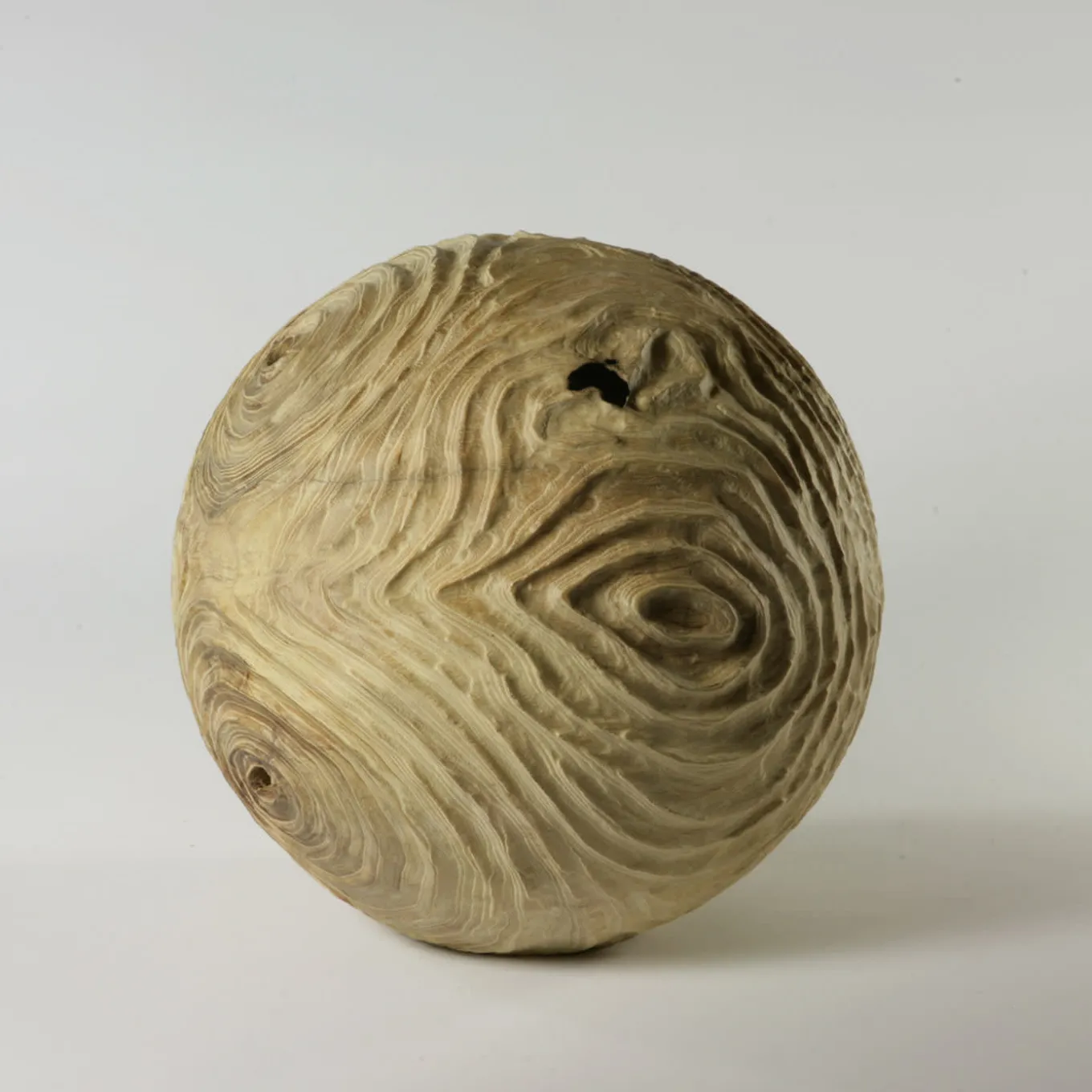 Scultura sferica di locuste nere di forma cava Impossiballs