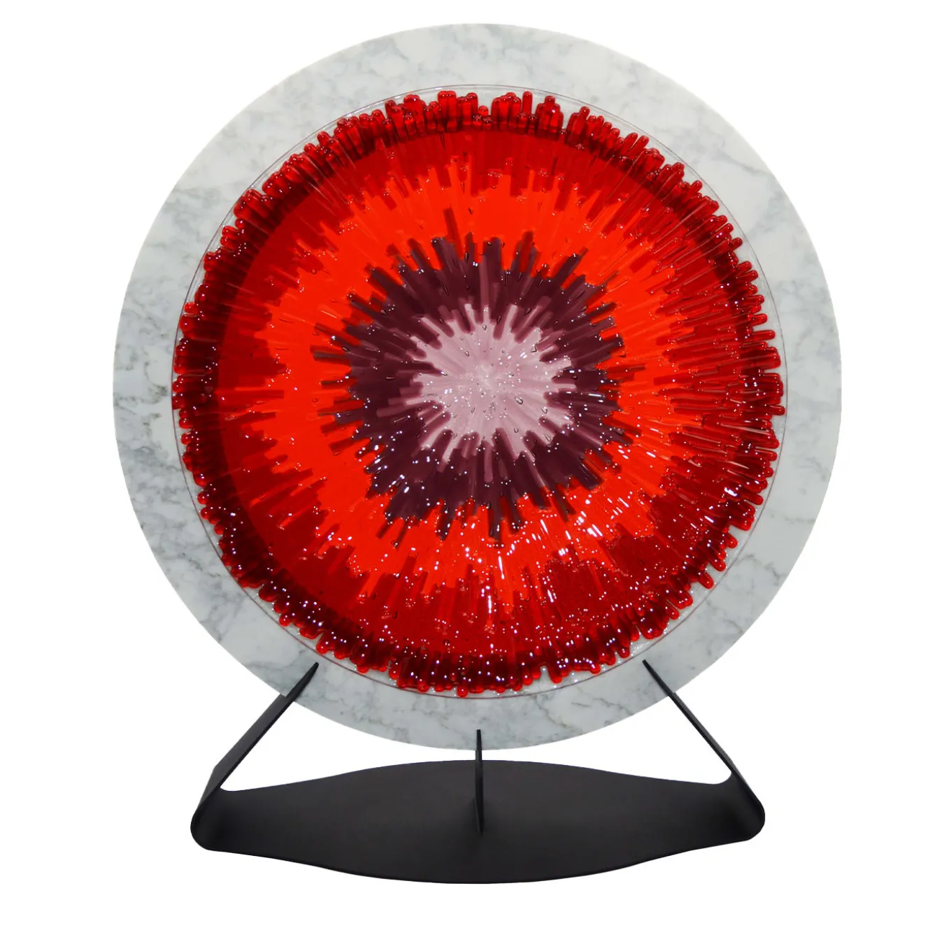 Scultura Target in vetro di Murano e marmo di Carrara