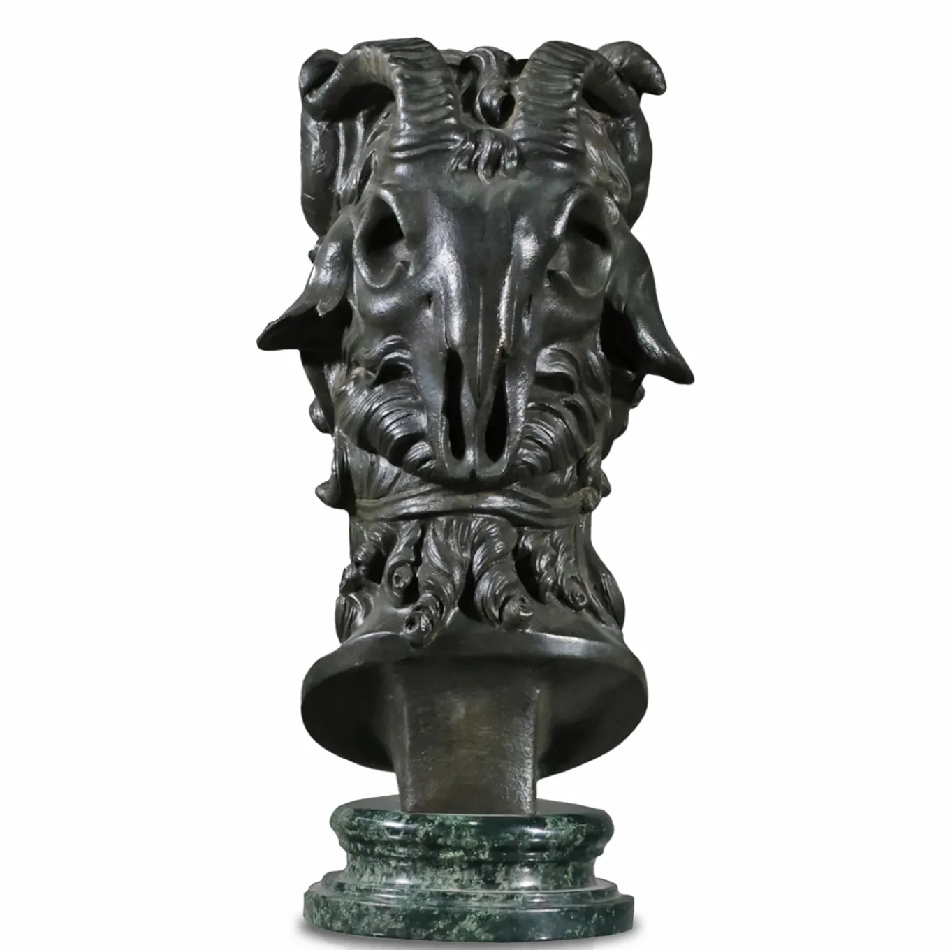 Scultura Testa Bucranio in bronzo
