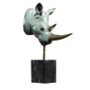 Scultura Testa di rinoceronte Piccola in bronzo