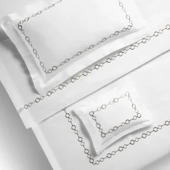 Set copripiumino ricamato Recoleta in Cotone Satinato Bianco