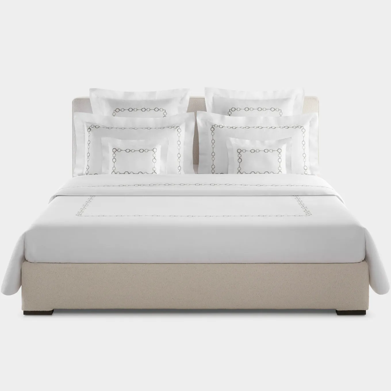 Set copripiumino ricamato Recoleta in Cotone Satinato Bianco