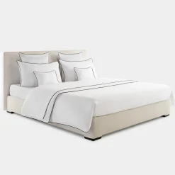 Set copripiumino ricamato PIPING in Cotone Percalle Bianco
