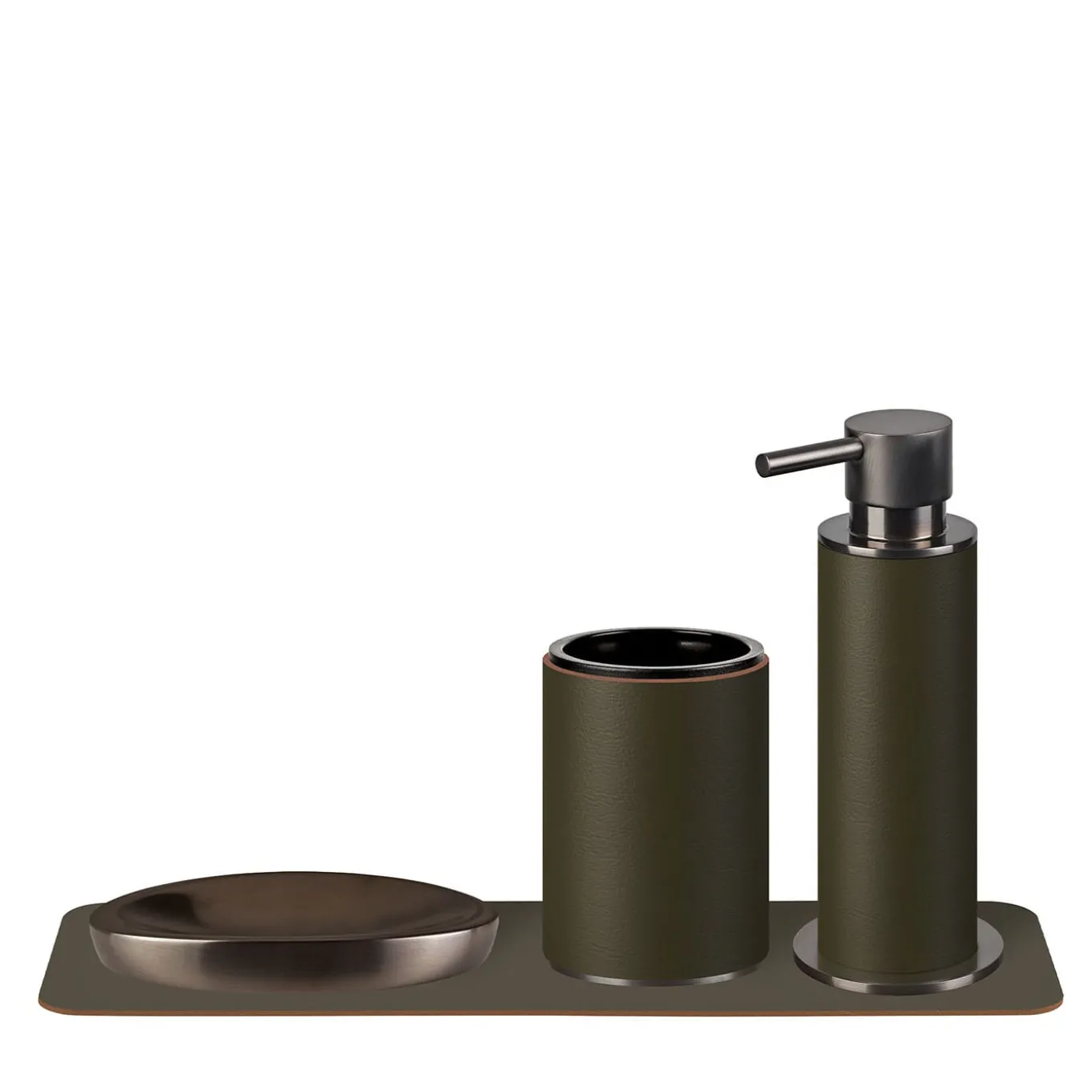 Set da bagno 4 pezzi in pelle d'ulivo