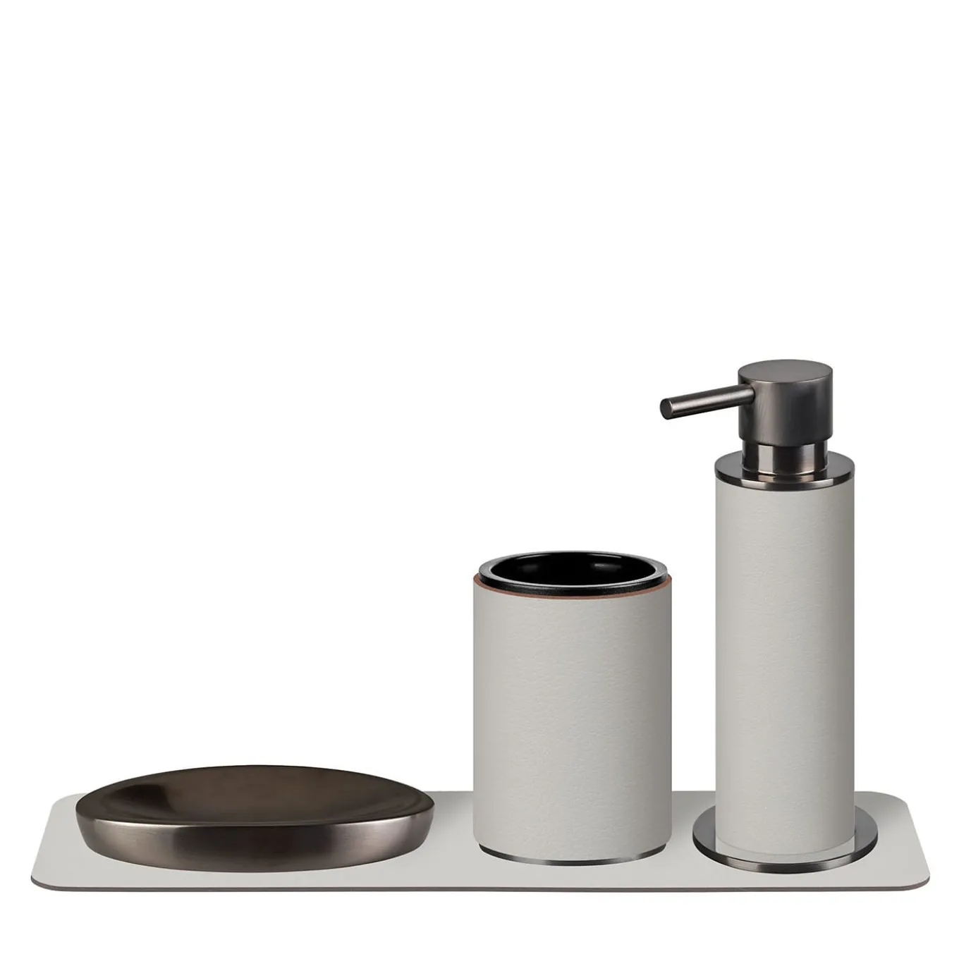Set da bagno 4 pezzi in pelle Oyster