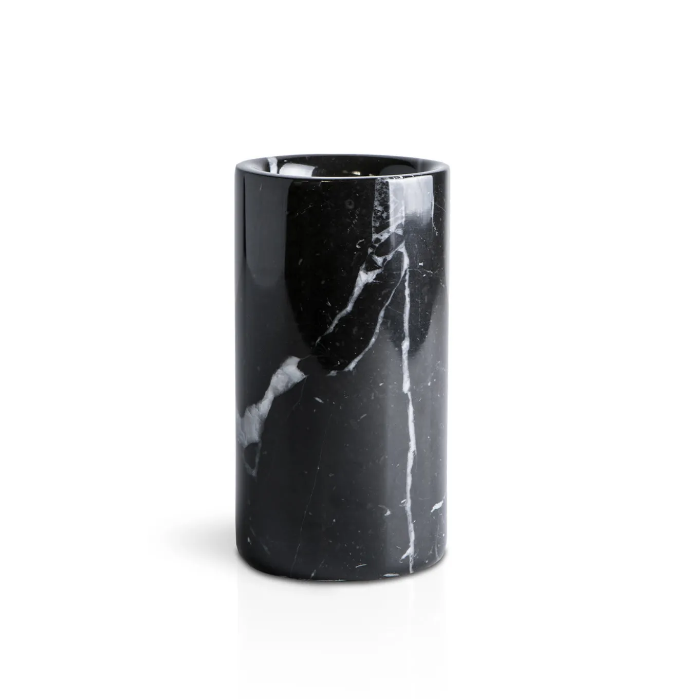 Set da bagno rotondo in marmo nero Marquina
