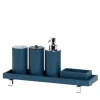 Set da bagno rotondo in pelle blu Poseidon