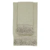 Set di 2 asciugamani in lino color menta con lunghe frange