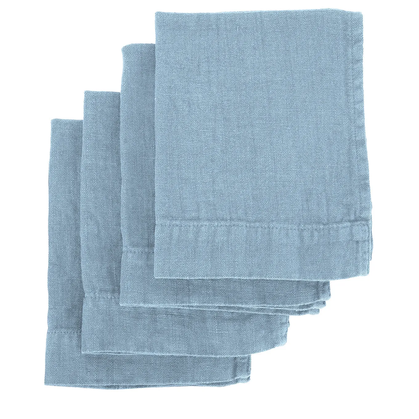Set di 4 asciugamani in lino blu chiaro