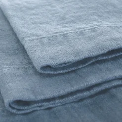 Set di 4 asciugamani in lino blu chiaro