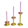 Set di 3 candelabri stampati in 3D Blooming Oro e Rosa