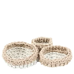 Set di 3 cestini bianchi Canapa di Rosanna Contadini