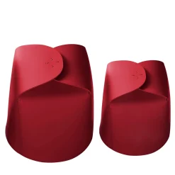 Set di 2 cestini Bloom in pelle rossa di Viola Tonucci