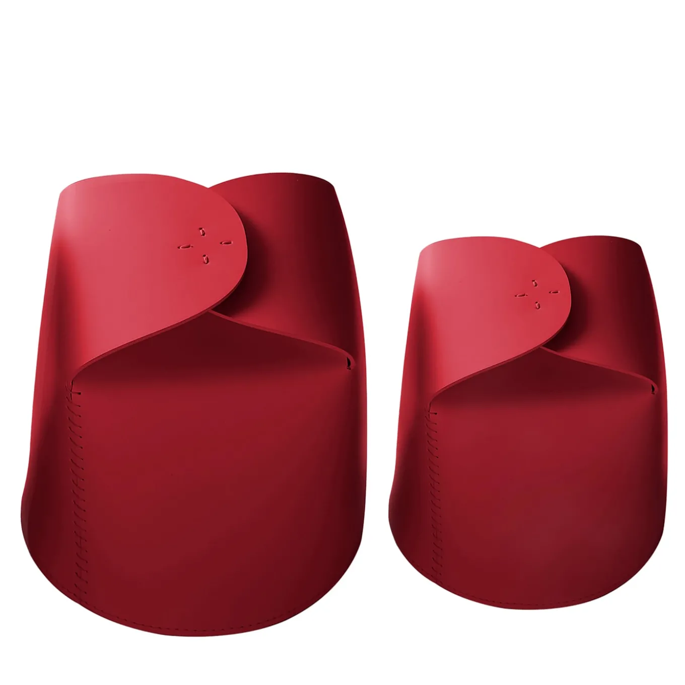 Set di 2 cestini Bloom in pelle rossa di Viola Tonucci