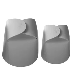 Set di 2 cestini Bloom in pelle grigio chiaro di Viola Tonucci