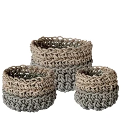 Set di 3 cestini grigi Canapa di Rosanna Contadini