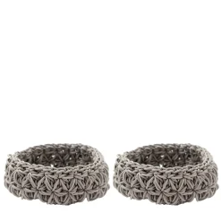 Set di 2 cestini grigi Ricami #1 di Rosanna Contadini