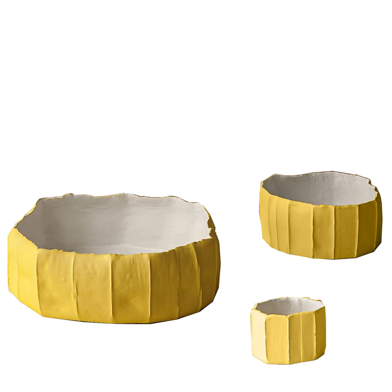 Set di 3 Ciotole Ninfea Low Corteccia C/11Giallo Sole
