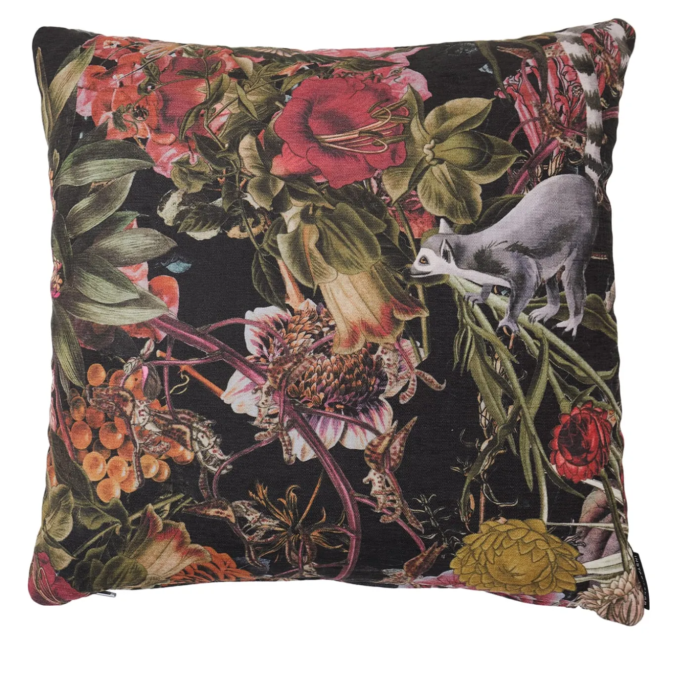 Set di 2 Cuscini Quadrati in Tessuto con Motivo Foglie, Fiori e Animali