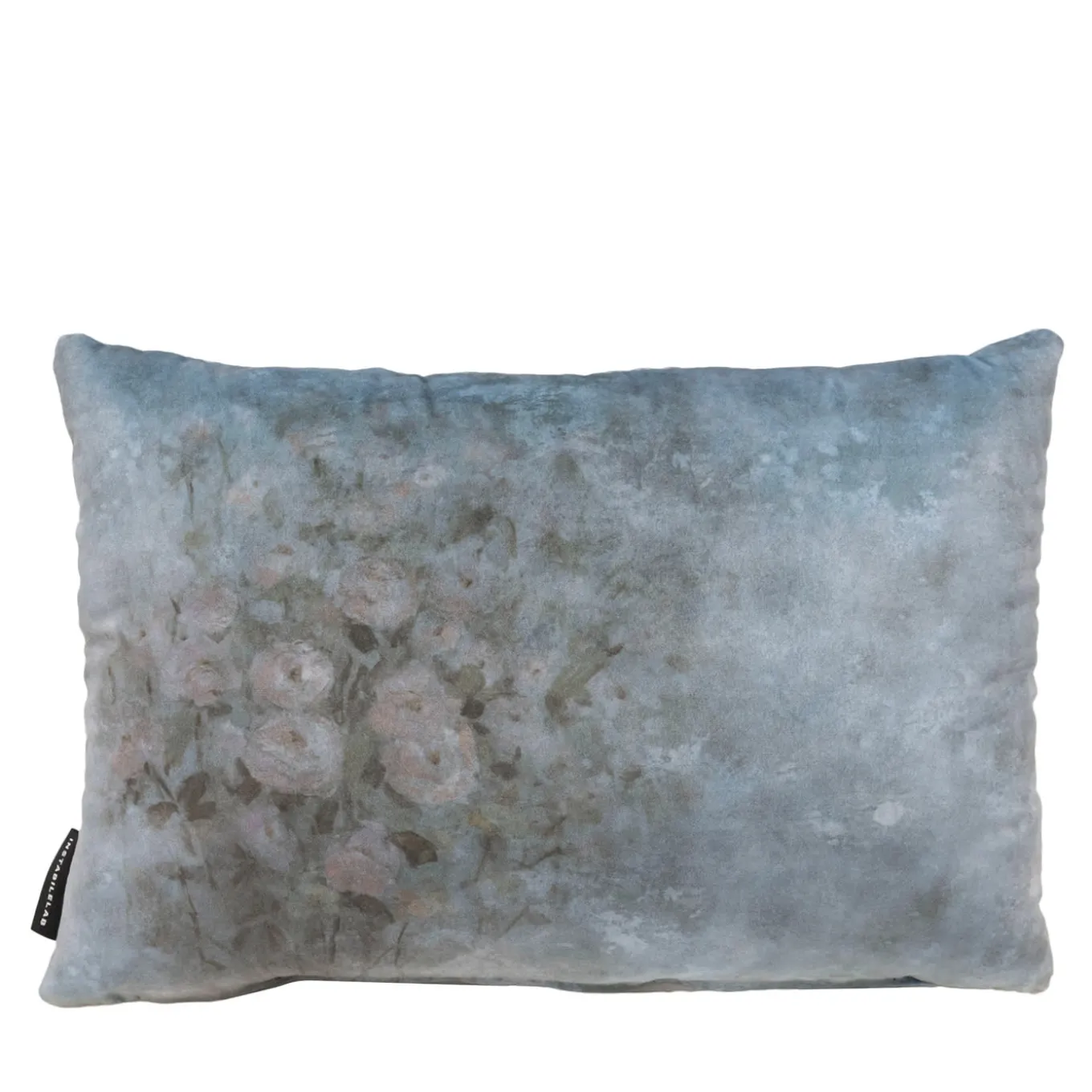Set di 2 Cuscini Rettangolari in Velluto Azzurro Chiaro con Motivo Fiori
