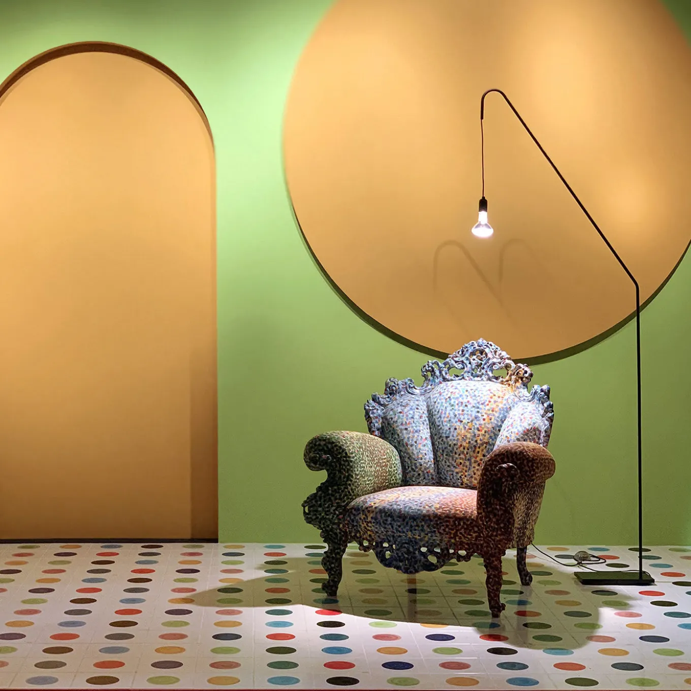 Set di 25 piastrelle Dot 8 Puntini Collection Turchese di Alessandro Mendini