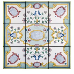 Set di 9 piastrelle Rosone Albori