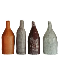 Set di 4 Piccole Bottiglie Decorative in Ceramica Palette Terra