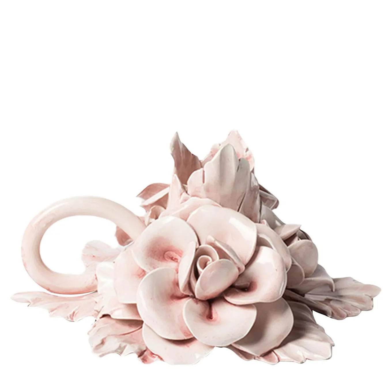 Set di 2 portacandele in ceramica a forma di fiore rosa